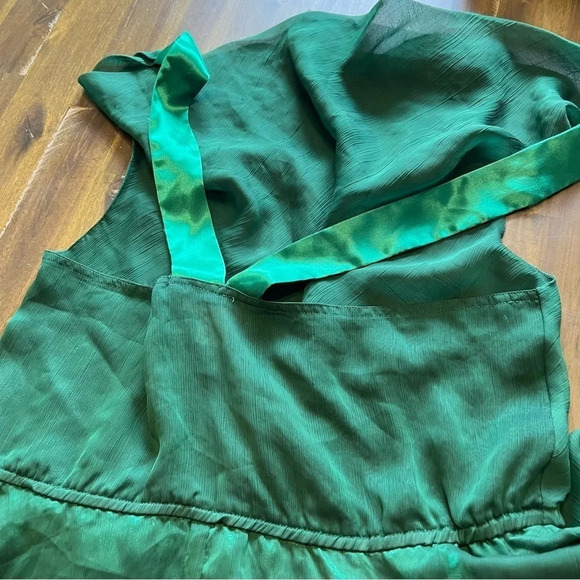Victoria's Secret Gold Label Emerald Green Slip Chemis  Built in Shorts Sheer L - Picture 4 of 13